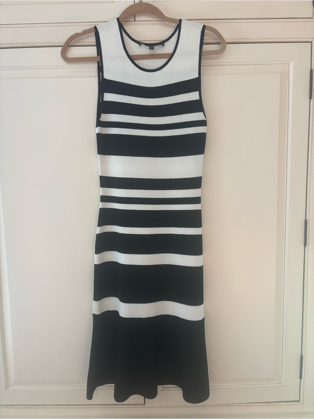 WHBM Sleeveless Black and White Striped Knit Dress XXS